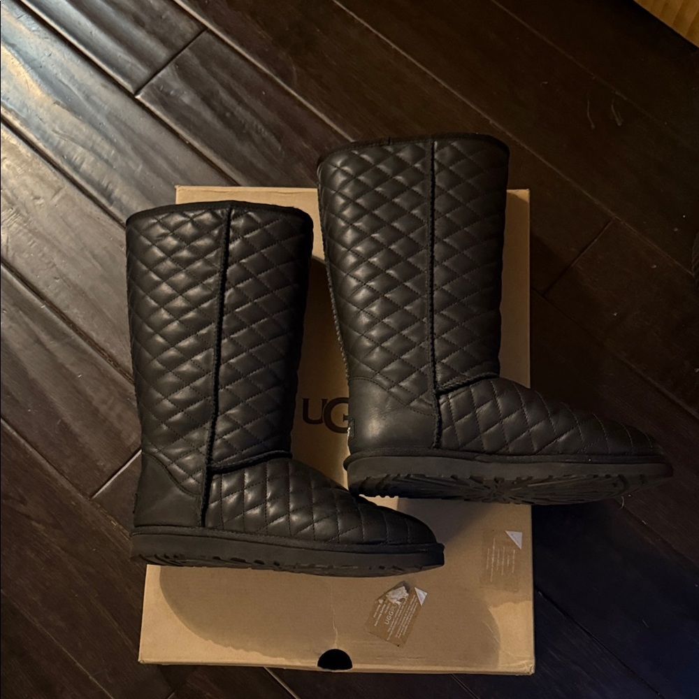 UGG Quilted Black Boots - Classic Tall Diamond Quilted